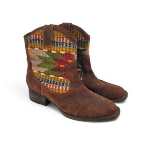Børn Wynd Suede Western Aztec Boots Size 9.5 Brown Boho Cowgirl Booties